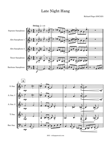 Late Night Hang - Saxophone Quartet