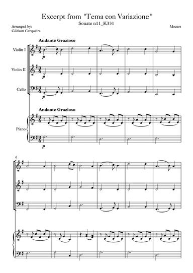 Excerpt from sonate k331 - "Tema con Variazione"