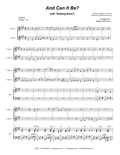 And Can It Be? (with "Amazing Grace") (Duet for C-Instruments)