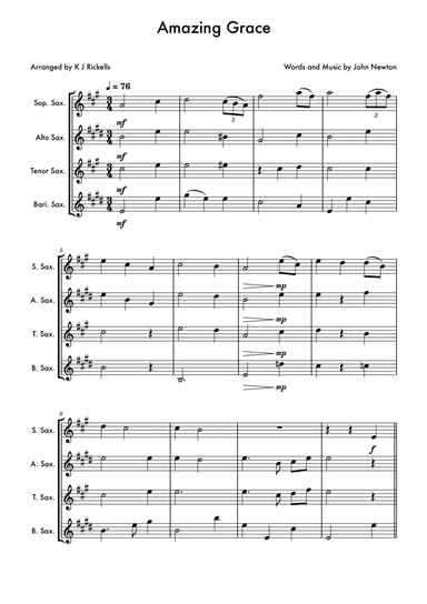 Amazing Grace - Saxophone Quartet