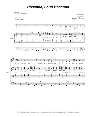 Hosanna, Loud Hosanna (Unison choir - Organ accompaniment)