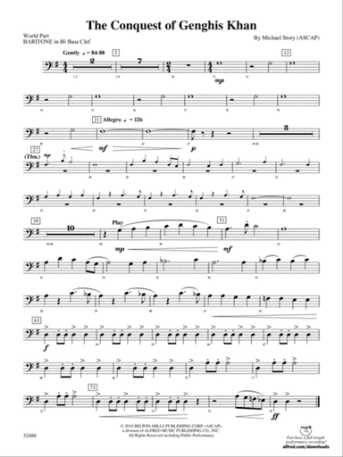 The Conquest of Genghis Khan: (wp) B-flat Baritone B.C.