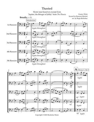 Thaxted (hymn tune based on excerpt from "Jupiter" from The Planets) (Bb) (Bassoon Quintet)