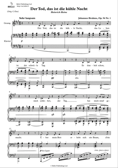Der Tod, das ist die kuhle Nacht, Op. 96 No. 1 (A Major)