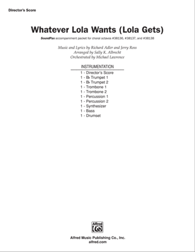 Whatever Lola Wants (Lola Gets) (from the musical Damn Yankees): Score