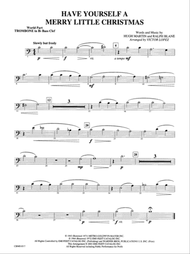 Have Yourself a Merry Little Christmas: WP 1st B-flat Trombone B.C.