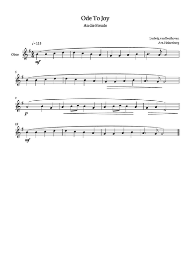 Beethoven - Ode to Joy for oboé in G - clean version
