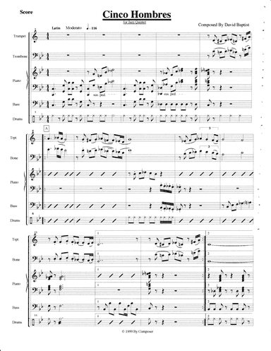 Cinco Hombres for Jazz Quintet