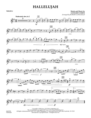Hallelujah (arr. Robert Longfield) - Violin 1