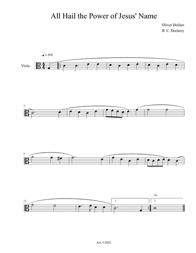 All Hail the Power of Jesus' Name (Viola Solo)