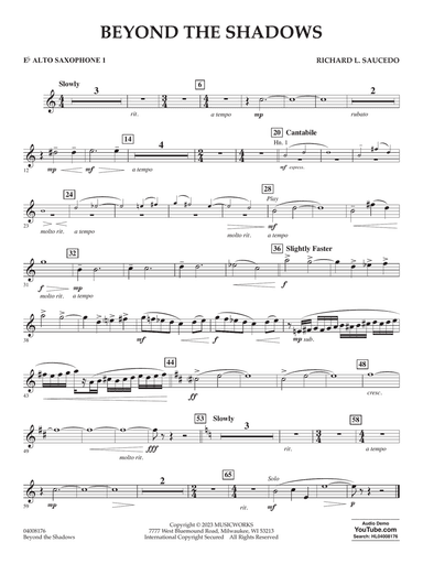 Beyond The Shadows - Eb Alto Saxophone 1
