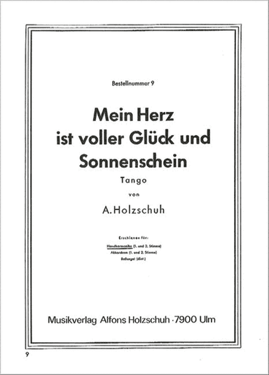 Mein Herz ist voller Glück und Sonnenschein, Tango