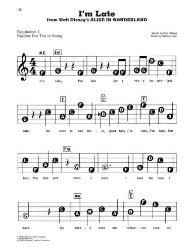 I'm Late (from Alice In Wonderland)