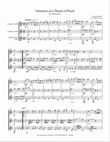 Variations on a Theme of Pleyel for Clarinet Trio