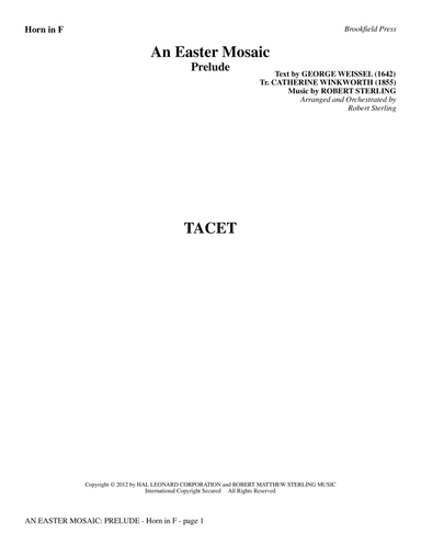 An Easter Mosaic - F Horn