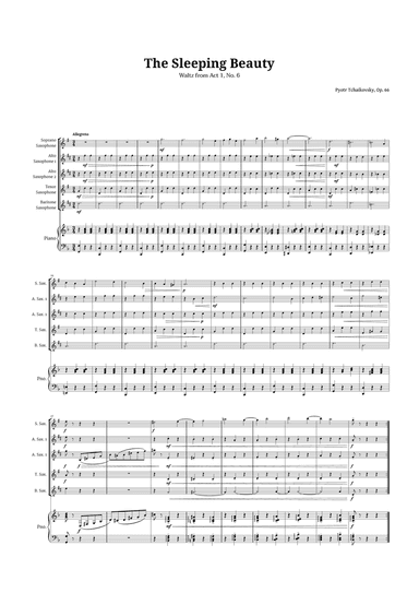 The Sleeping Beauty Waltz for Sax Quintet and Piano