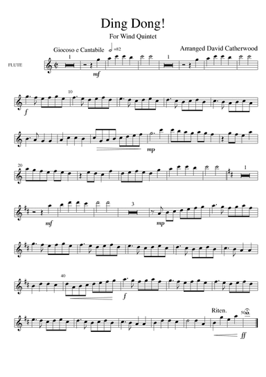 3 Festive Carols for Wind  Quintet (Ding Dong, O Little Town, God Rest Ye) arr. by David Catherwood