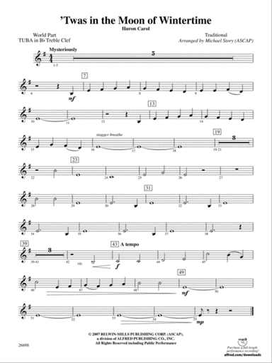 'Twas in the Moon of Wintertime: (wp) B-flat Tuba T.C.
