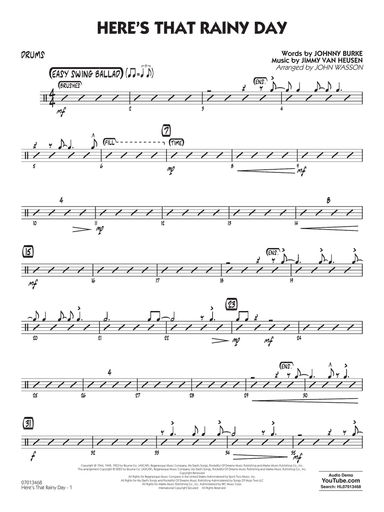 Here's That Rainy Day (arr. John Wasson) - Drums