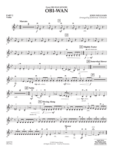 Obi-Wan (arr. Johnnie Vinson) - Pt.2 - Violin