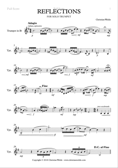 Reflections - for solo trumpet