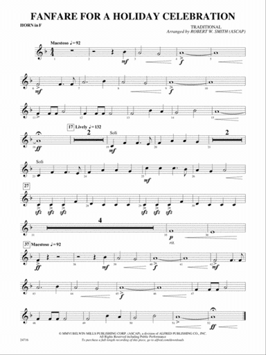 Fanfare for a Holiday Celebration: 1st F Horn