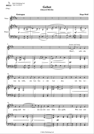 Gebet (Original key. E Major)