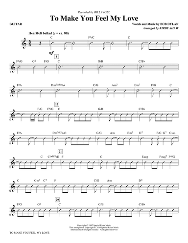 To Make You Feel My Love (arr. Kirby Shaw) - Guitar