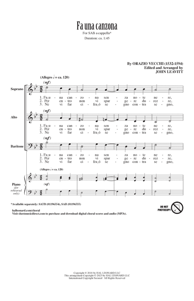 Fa Una Canzona (arr. John Leavitt)
