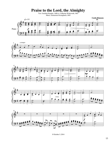 Praise To The Lord, The Almighty