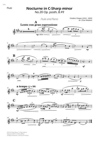 Nocturne No.20 in C-Sharp minor - Flute and Piano (Individual Parts)