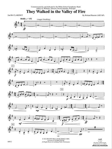 They Walked in the Valley of Fire: 2nd B-flat Clarinet