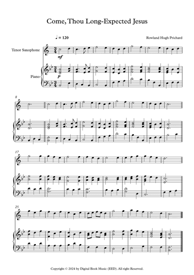 Come, Thou Long-Expected Jesus - Rowland Hugh Prichard (Tenor Sax + Piano)