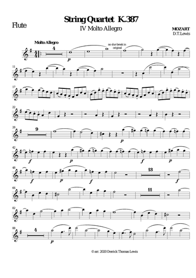 MOZART: Str. Quartet K.387 Finale, for WWs