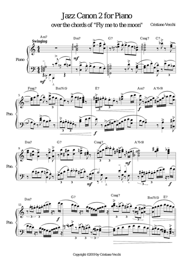 Jazz Canon 2 for Piano