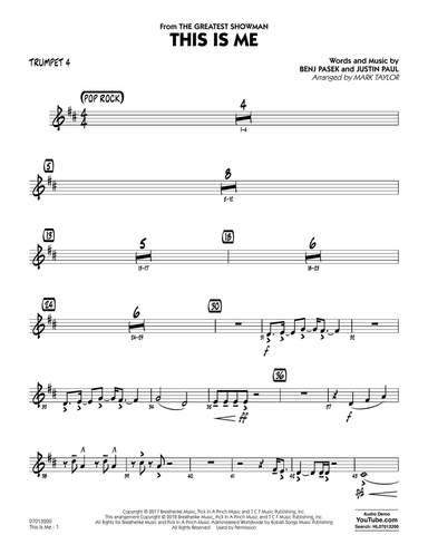 This Is Me (from The Greatest Showman) (arr. Mark Taylor) - Trumpet 4