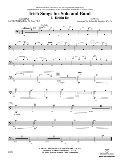 Irish Songs: (wp) 1st B-flat Trombone B.C.