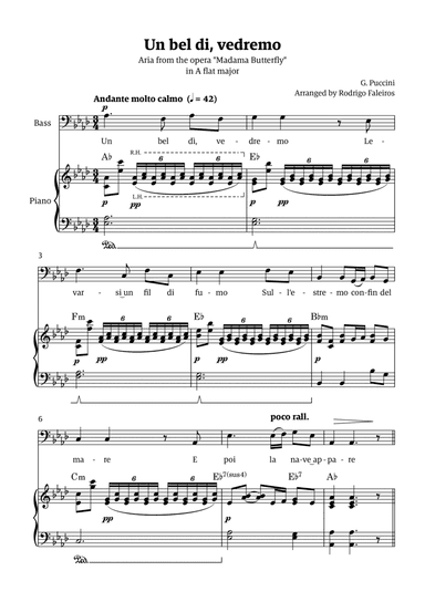 Un Bel Di Vedremo (from Madama Butterfly) - for Bass - in Ab major