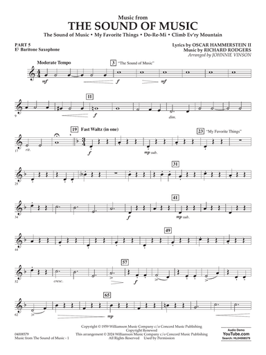 Music from The Sound Of Music (arr. Vinson) - Pt.5 - Eb Baritone Saxophone