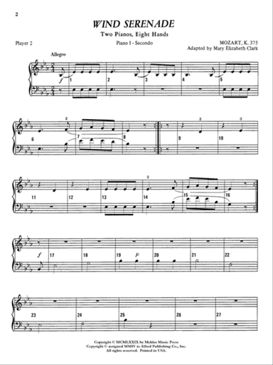 Wind Serenade - Piano Quartet (2 Pianos, 8 Hands)