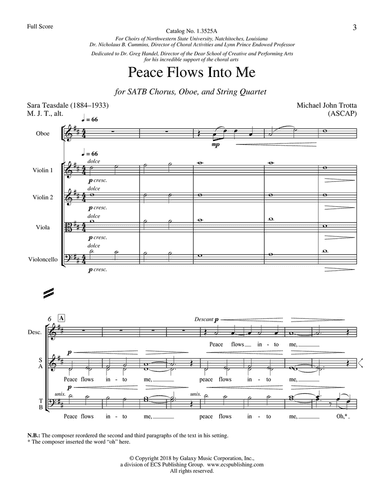 Peace Flows into Me from For a Breath of Ecstasy (Downloadable Full Score)