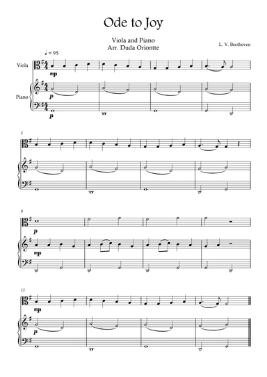 Ode the Joy ( Viola - Piano - Beethoven Symphony No. 9 ) BEGINNER