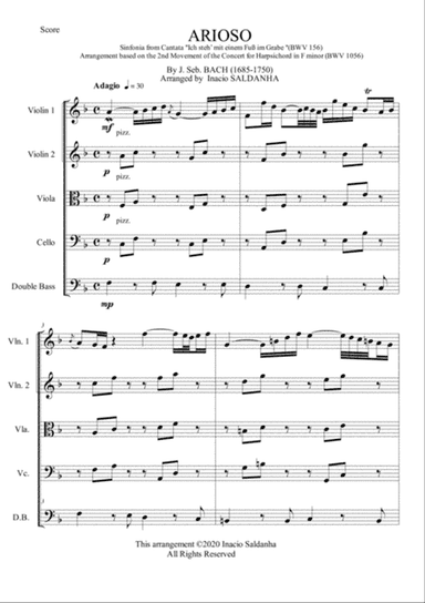 Bach's Arioso for String Quintet