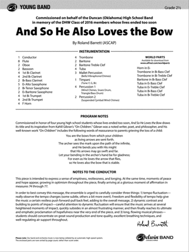 And So He Also Loves the Bow: Score