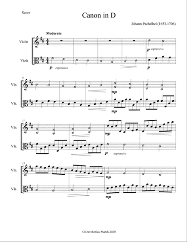 Johann Pachelbel - Canon In D Major for string duo