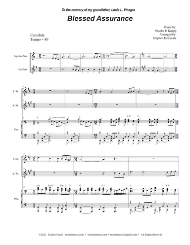 Blessed Assurance (Duet for Soprano and Alto Saxophone)