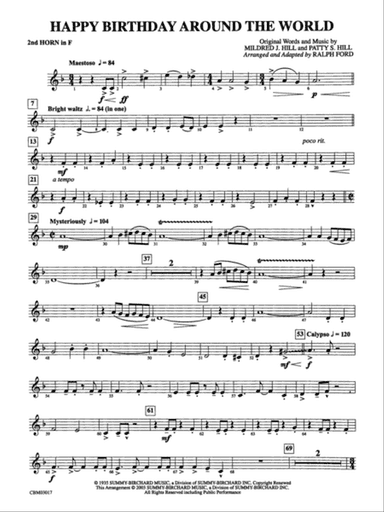 Happy Birthday Around the World: 2nd F Horn