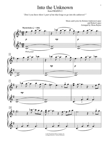 Into The Unknown (from Disney's Frozen 2) (arr. Mona Rejino)
