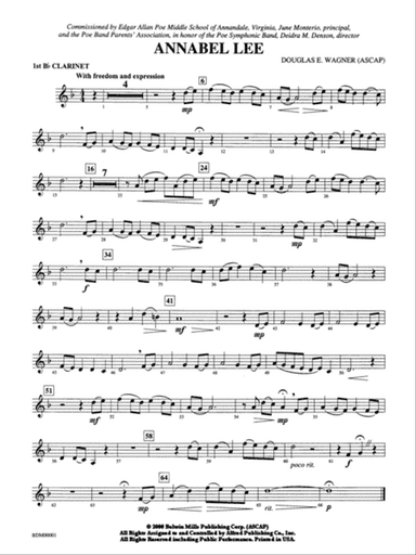 Annabel Lee: 1st B-flat Clarinet