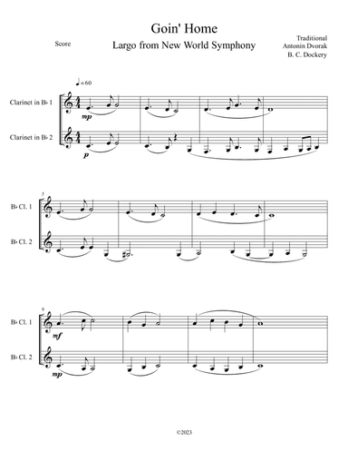 Goin' Home - Largo from New World Symphony (Clarinet Duet)
